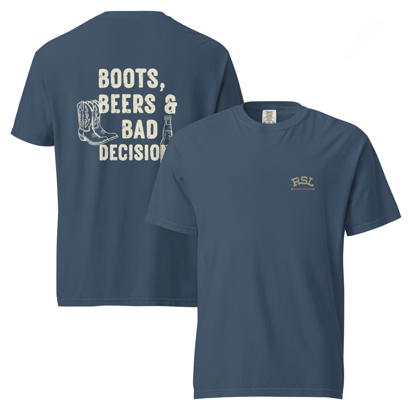 RSL Boots, Beers and Bad Decisions Unisex T-Shirt
