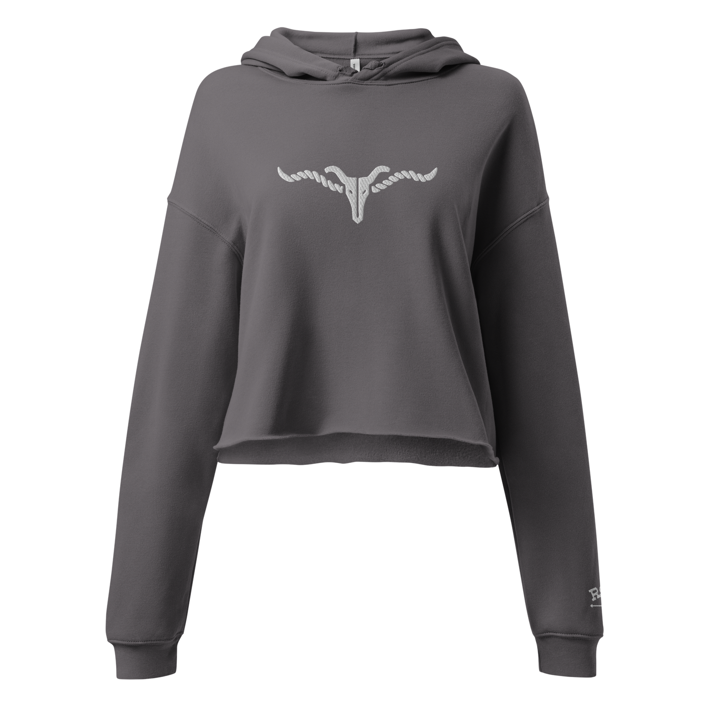 RSL Embroidered Cow Skull Logo Crop Hoodie
