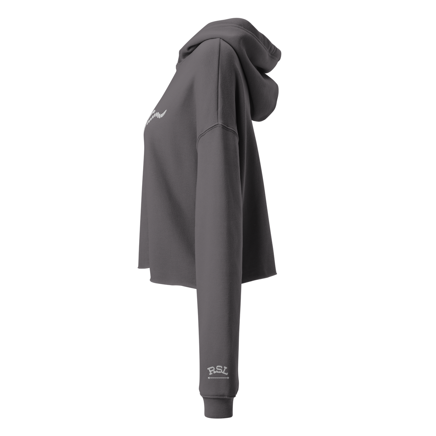 RSL Embroidered Cow Skull Logo Crop Hoodie